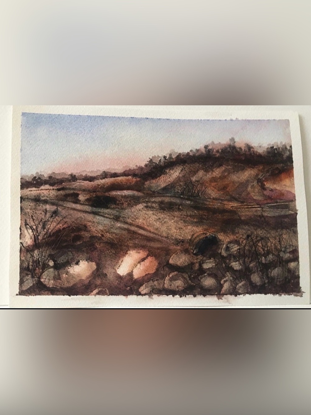 Original Watercolor Landscape Painting - Earth Tones Desert